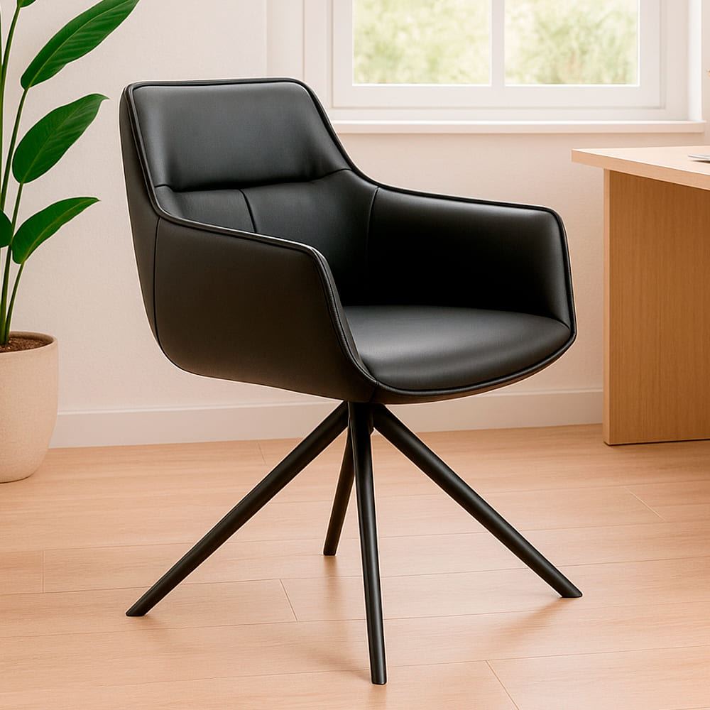 Silla de Oficina Cuero Giratoria 360° Buckingham Harland Negro